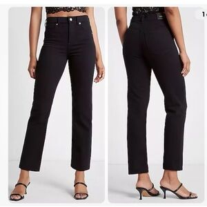 Express Straight Ankle High Rise Black Jeans Size 2 Long